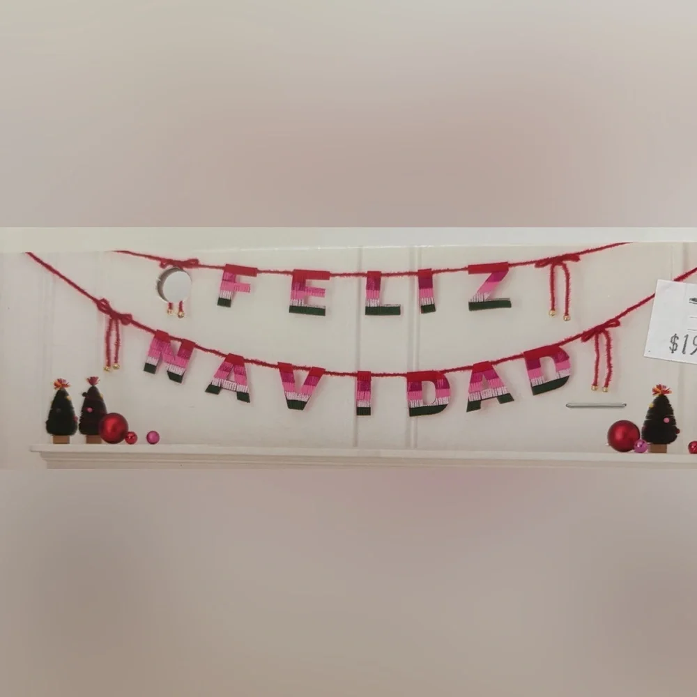 Spanish language Christmas garland NWT NEW 2 sets 6 ft Xmas decor Ashland
